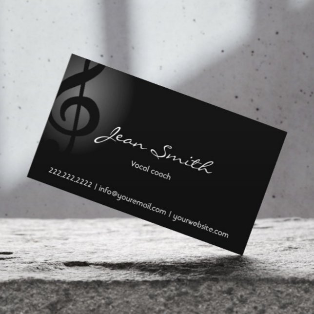 Elegant Dark Clef Vocal Coach Business Card (Creator Uploaded)