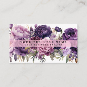 Elegant Dark Deep Purple Flowers Business Cards