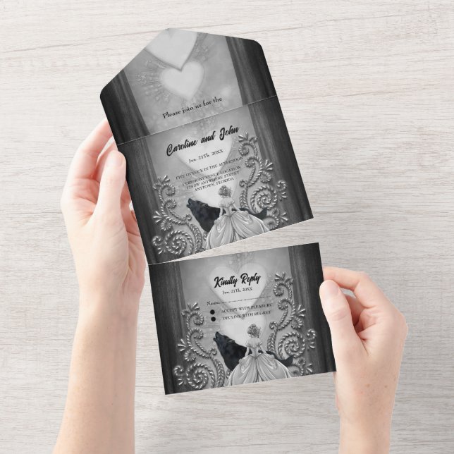 Elegant dark design all in one invitation (Tearaway)