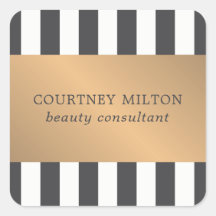 Elegant Dark Faux Gold Stripes Beauty Consultant