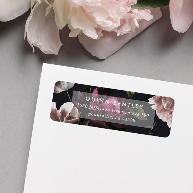 Élégant Dark Floral Adresse de retour (Créateur téléchargé)