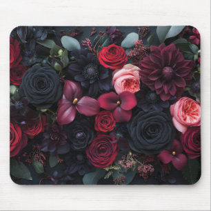 Elegant Dark Floral Arrangement Featuring Roses Mouse Pad