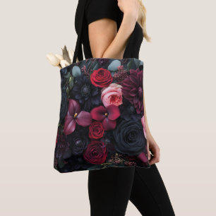 Elegant Dark Floral Arrangement Featuring Roses Tote Bag