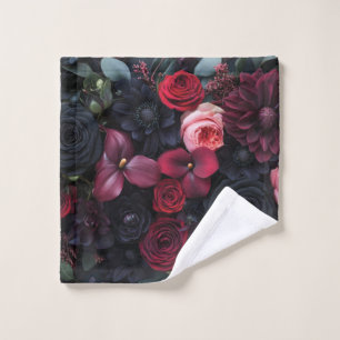 Elegant Dark Floral Arrangement Featuring Roses  Wash Cloth