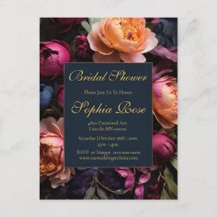 Elegant dark floral Bridal shower Postcard