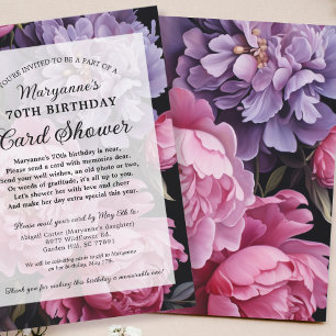 Elegant Dark Floral Card Shower 70th Birthday