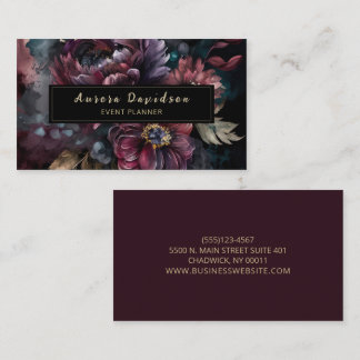 Elegant Dark Floral on Black Business Card