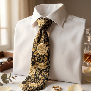 Elegant Dark Floral  Tie