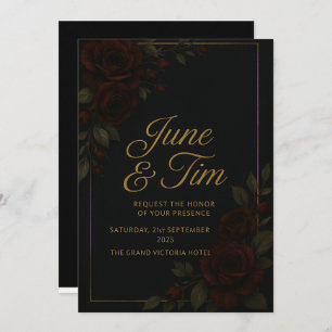 Elegant dark floral Wedding Invitation