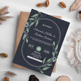 Elegant Dark Floral Wedding Invitation
