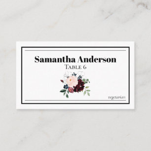 Elegant Dark Florals Wedding Place Card