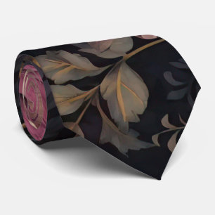 elegant dark flower pattern tie