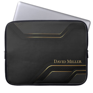 Elegant Dark-Gold Lines and Customization Laptop Sleeve