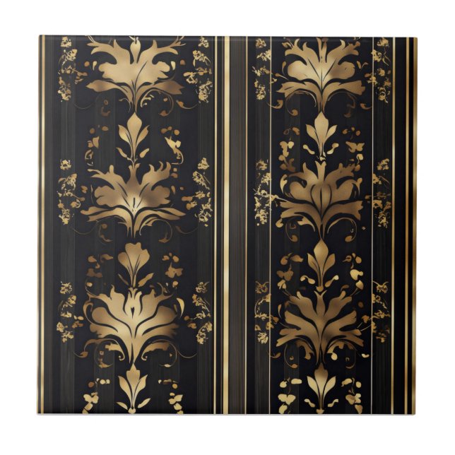 Elegant Dark Gold Pattern Tile (Front)