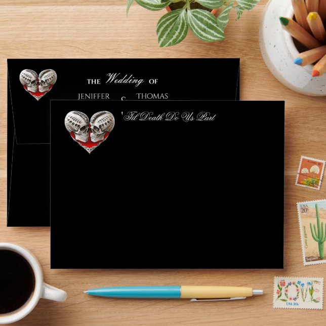 Elegant dark Gothic Halloween Wedding Envelope (Desk)