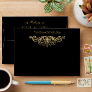 Elegant dark Gothic Halloween Wedding Envelope