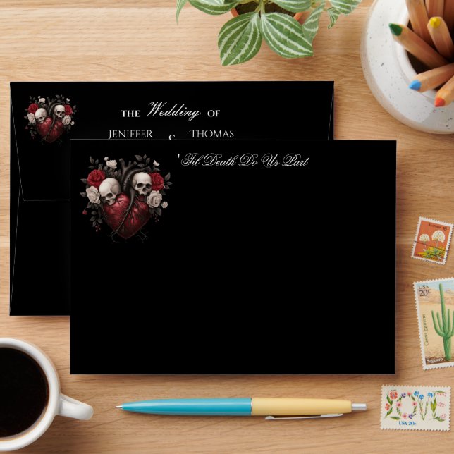 Elegant dark Gothic Halloween Wedding Envelope (Desk)