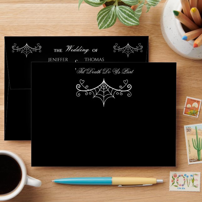 Elegant dark Gothic Halloween Wedding Envelope (Desk)