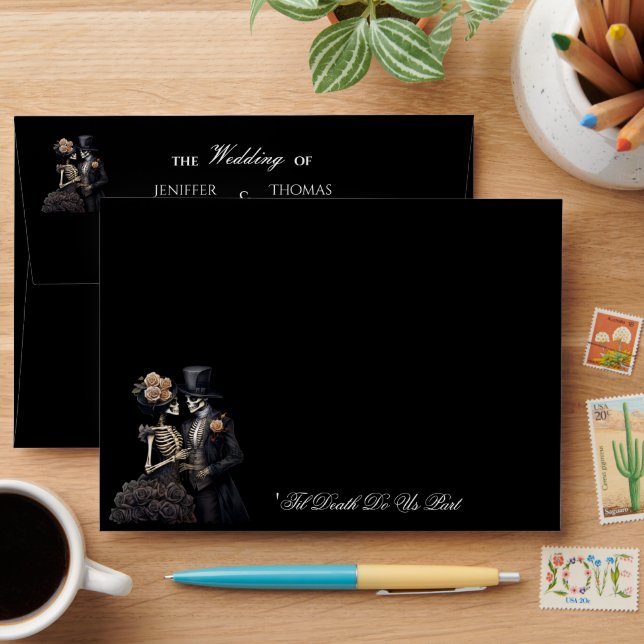 Elegant dark Gothic Halloween Wedding Envelope (Desk)