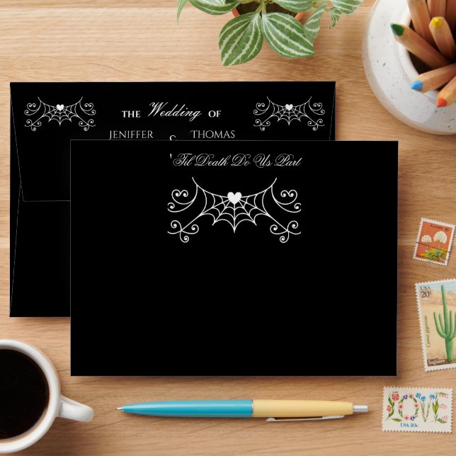 Elegant dark Gothic Halloween Wedding Envelope (Desk)