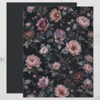 Elegant Dark Gothic Romance Floral Scrapbook Paper