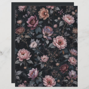 Elegant Dark Gothic Romance Floral Scrapbook Paper