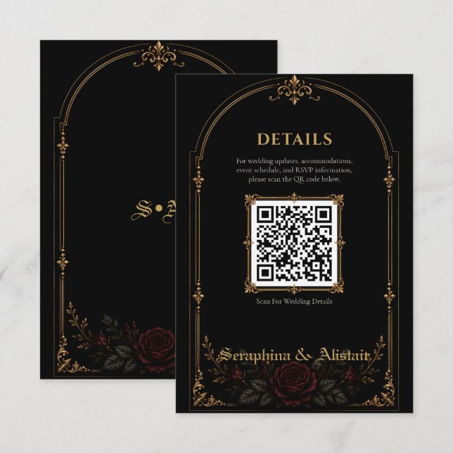 Elegant Dark Gothic Wedding Enclosure Card (Front/Back)