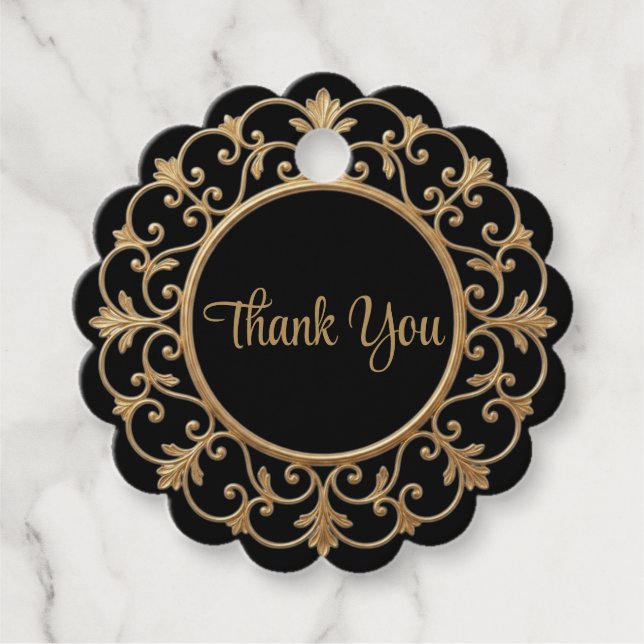 Elegant Dark Gothic Wedding Favour Tag (Front)