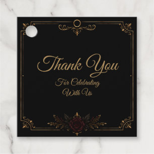Elegant Dark Gothic Wedding Favour Tag