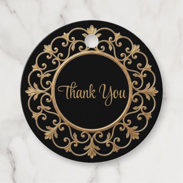 Elegant Dark Gothic Wedding Favour Tag (Front)