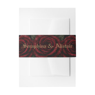Elegant Dark Gothic Wedding Invitation Belly Band