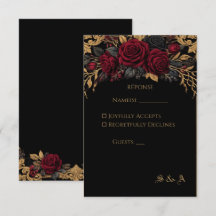 Elegant Dark Gothic Wedding RSVP Card