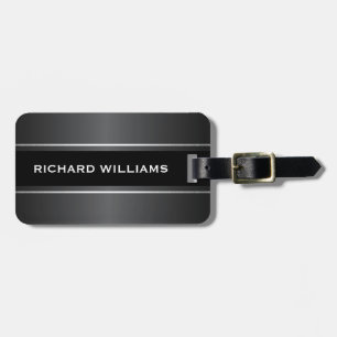 Elegant dark gray name and address luggage tag