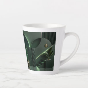 Elegant Dark Green and Gold Abstract Geometric Art Latte Mug