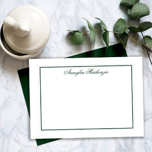 Elegant Dark Green and White Personalized Card