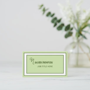 Elegant Dark Green Border Script Monogram Business Card