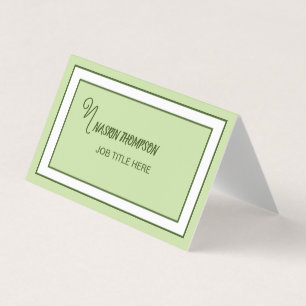 Elegant Dark Green Border Script Monogram Business Card