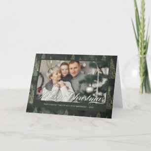 Elegant Dark Green Christmas Tree Add Your Photo Holiday Card
