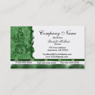 Elegant Dark Green Embroidery Business Cards