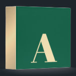Elegant Dark Green Faux Gold Bold Monogram Binder<br><div class="desc">Elegant customizable binders. Personalize with you monogram.
Design with dark green/faux gold background and bold faux gold monogram.</div>