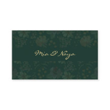 Elegant Dark Green Floral Gold Script Luxury