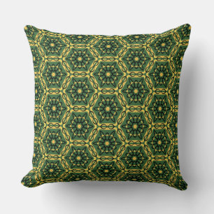 Elegant Dark Green Gold Accent Pillow