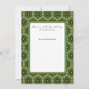Elegant Dark Green Gold Flat Invitation