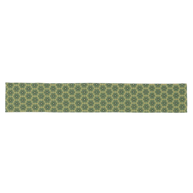 Elegant Dark Green Gold Table Runner (Horizontal)