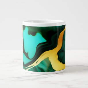 Elegant dark green golden yellow Faux Marble  Large Coffee Mug