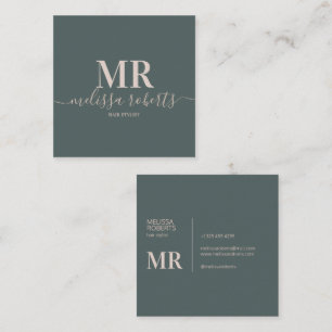 Elegant dark green hair stylist square business card