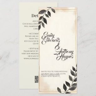 Elegant Dark Green Leaf Wedding Invitation