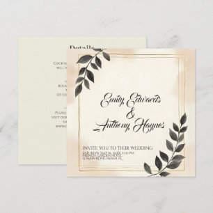 Elegant Dark Green Leaf Wedding Invitation