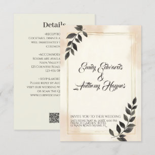Elegant Dark Green Leaf Wedding Invitation