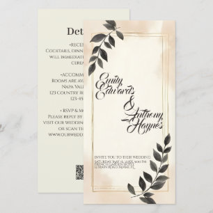 Elegant Dark Green Leaf Wedding Invitation